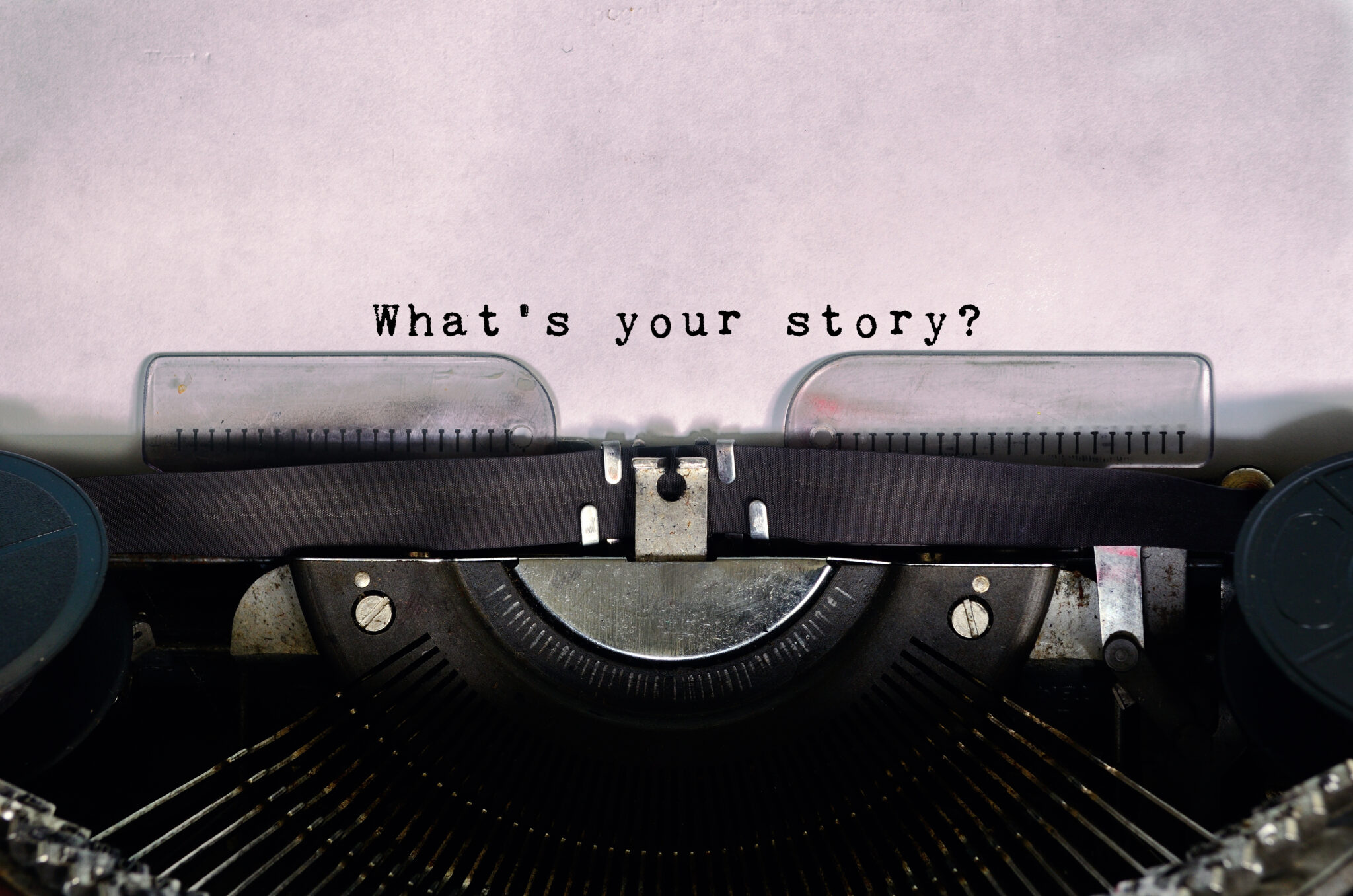 What's Your Story auf Schreibmaschine getippt